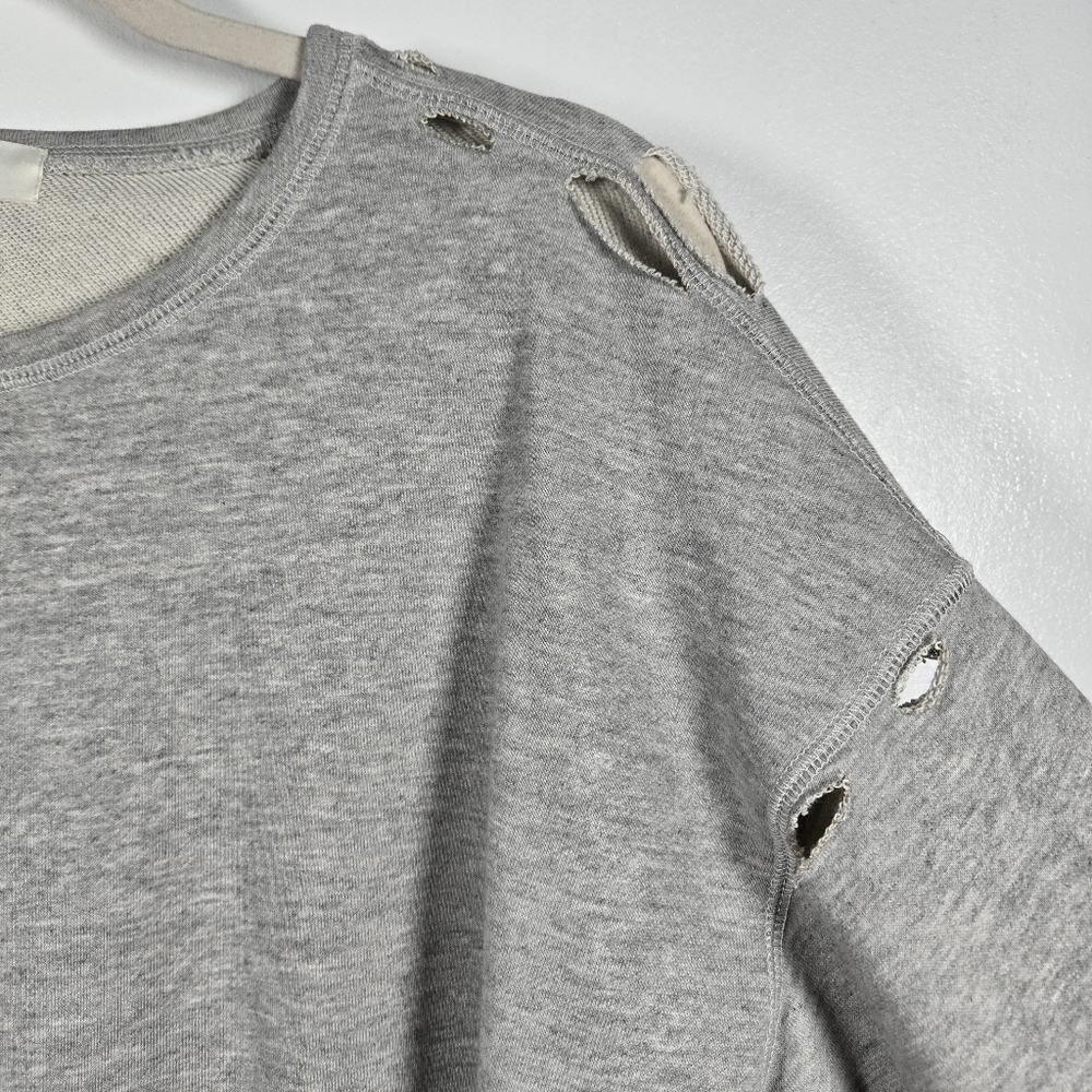 JCL Paris Gray Distressed Sweatshirt w/ Sheer Tulle Overlay Dress Size S/M - Picture 6 of 15
